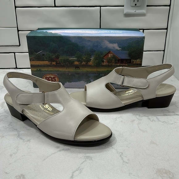 SAS Suntimer Heel Strap Sandal Pearl Bone Size 10 - Picture 5 of 15